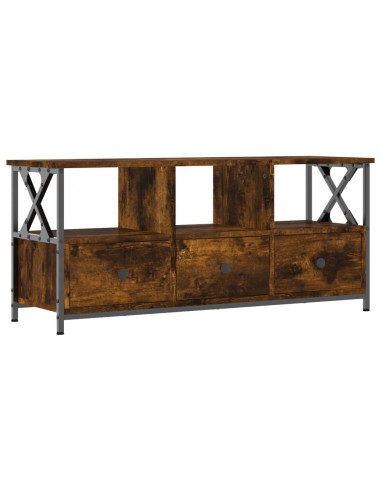 Mobile TV Rovere Fumo 102x33x45 cm in Legno Multistrato e Ferro