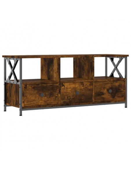 Mobile TV Rovere Fumo 102x33x45 cm in Legno Multistrato e Ferro