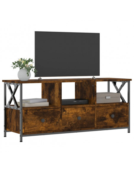 Mobile TV Rovere Fumo 102x33x45 cm in Legno Multistrato e Ferro