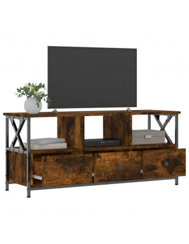 Mobile TV Rovere Fumo 102x33x45 cm in Legno Multistrato e Ferro