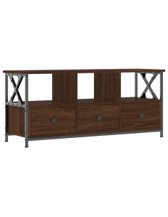 Mobile TV Rovere Marrone 102x33x45 cm Legno Multistrato e Ferro 2