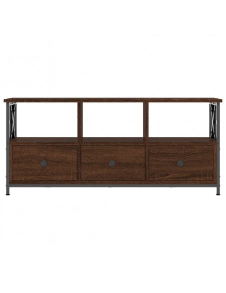 Mobile TV Rovere Marrone 102x33x45 cm Legno Multistrato e Ferro