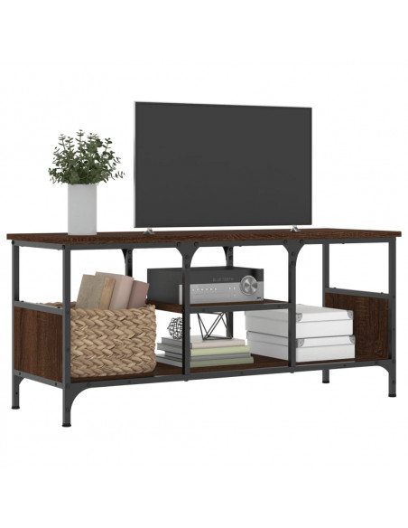 Mobile TV Rovere Marrone 100x35x45 cm Legno Multistrato e Ferro
