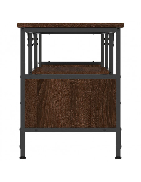Mobile TV Rovere Marrone 100x35x45 cm Legno Multistrato e Ferro