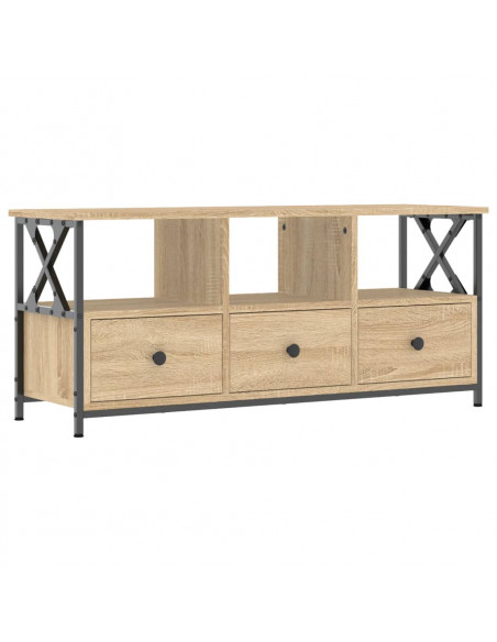 Mobile TV Rovere Sonoma 102x33x45 cm Legno Multistrato e Ferro
