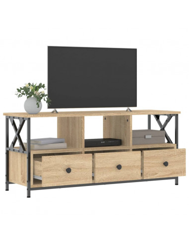 Mobile TV Rovere Sonoma 102x33x45 cm Legno Multistrato e Ferro