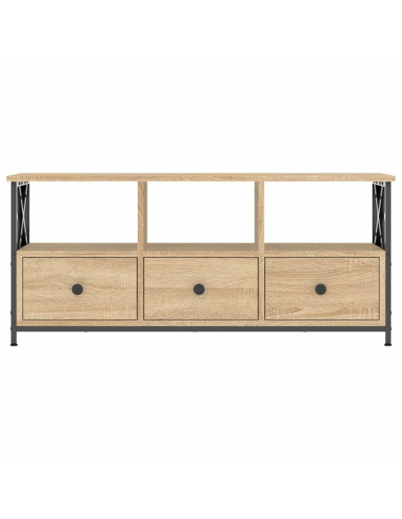Mobile TV Rovere Sonoma 102x33x45 cm Legno Multistrato e Ferro