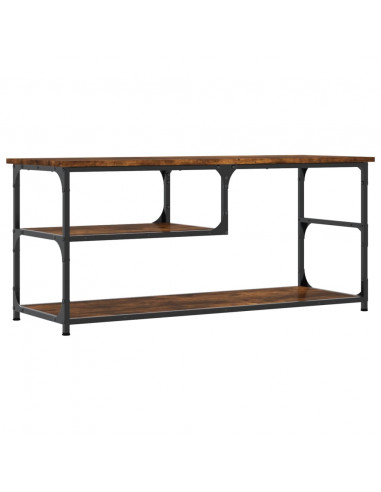 Mobile TV Rovere Fumo 103x38x46,5cm Legno Multistrato e Acciaio