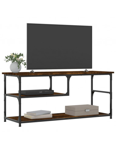 Mobile TV Rovere Fumo 103x38x46,5cm Legno Multistrato e Acciaio