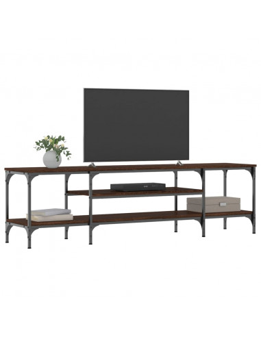 Mobile TV Rovere Marrone 161x35x45 cm Legno Multistrato e Ferro