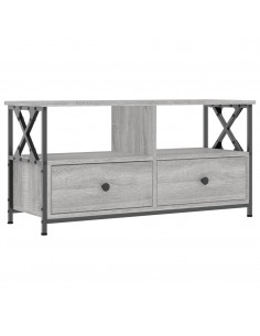 Mobile TV Grigio Sonoma 90x33x45 cm Legno Multistrato e Ferro 2
