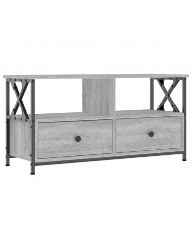 Mobile TV Grigio Sonoma 90x33x45 cm Legno Multistrato e Ferro