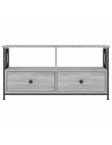 Mobile TV Grigio Sonoma 90x33x45 cm Legno Multistrato e Ferro