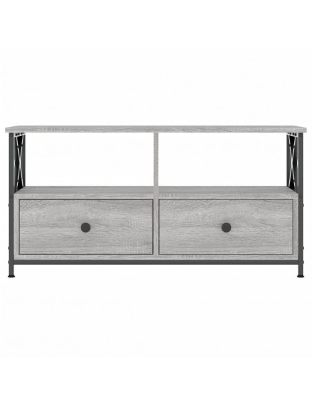 Mobile TV Grigio Sonoma 90x33x45 cm Legno Multistrato e Ferro