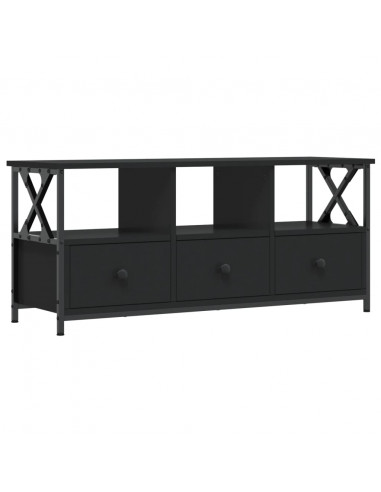 Mobile Porta TV Nero 102x33x45 cm in Legno Multistrato e Ferro