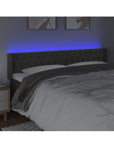 Testiera a LED Grigio Scuro 203x16x78/88 cm in Velluto