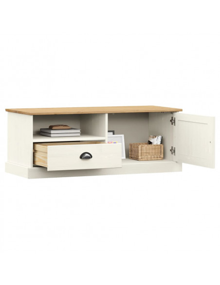 Mobile Porta TV VIGO Bianco 106x40x40 cm Legno Massello di Pino