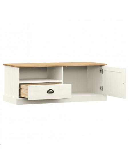 Mobile Porta TV VIGO Bianco 106x40x40 cm Legno Massello di Pino