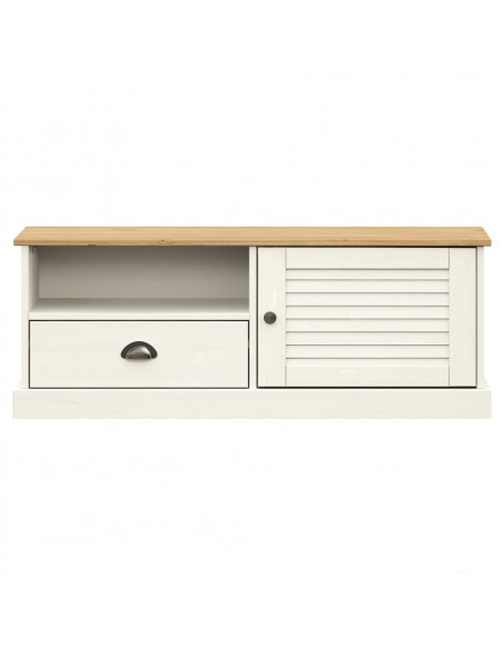 Mobile Porta TV VIGO Bianco 106x40x40 cm Legno Massello di Pino