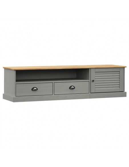Mobile Porta TV VIGO Grigio 156x40x40 cm Legno Massello di Pino
