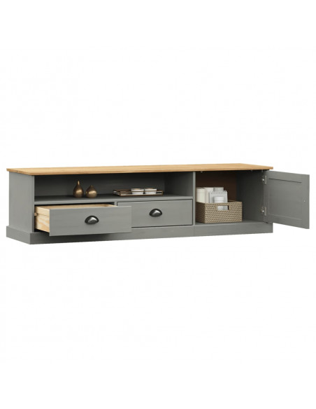 Mobile Porta TV VIGO Grigio 156x40x40 cm Legno Massello di Pino