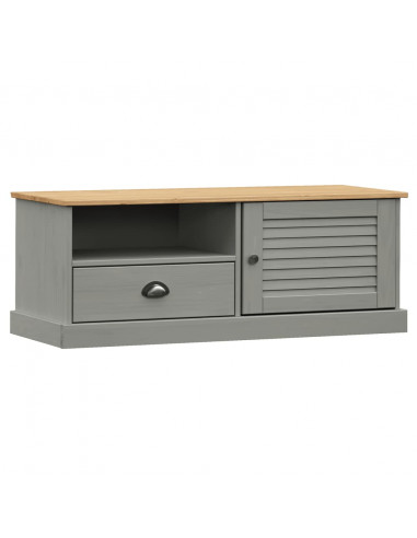 Mobile Porta TV VIGO Grigio 106x40x40 cm Legno Massello di Pino