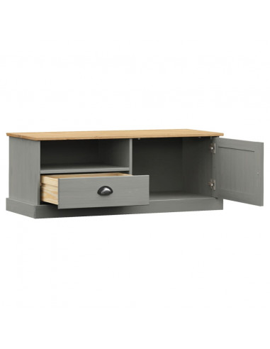 Mobile Porta TV VIGO Grigio 106x40x40 cm Legno Massello di Pino