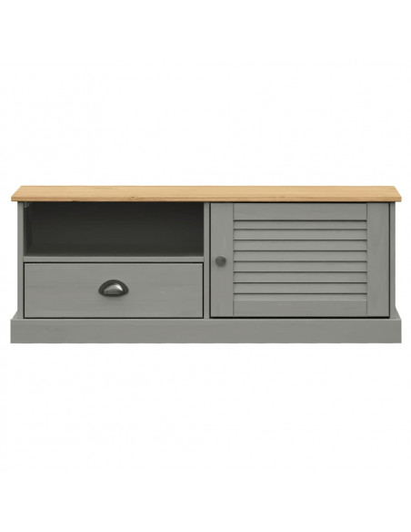 Mobile Porta TV VIGO Grigio 106x40x40 cm Legno Massello di Pino