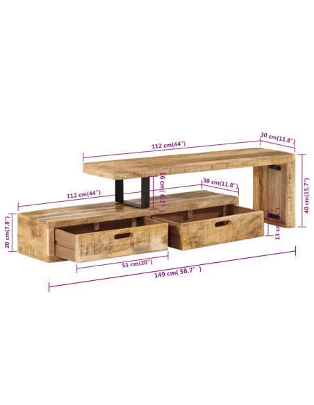 Supporto TV in Legno Massello di Mango