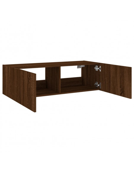 Mobile TV a Parete con Luci LED Rovere Marrone 100x35x31 cm