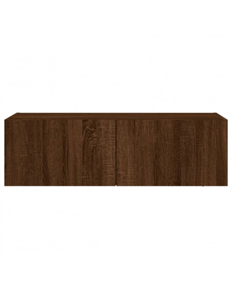 Mobile TV a Parete con Luci LED Rovere Marrone 100x35x31 cm