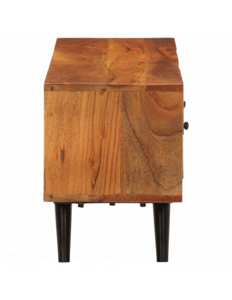 Mobile TV con Ante 112x30x40cm Legno Massello Acacia e Metallo