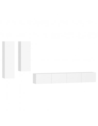 Set di Mobili Porta TV 4 pz Bianco in Legno Multistrato