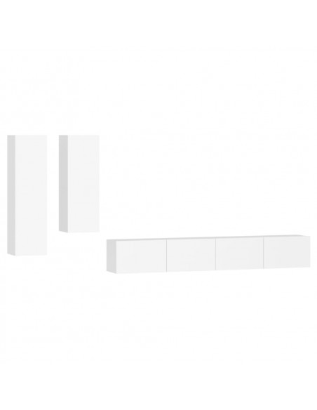 Set di Mobili Porta TV 4 pz Bianco in Legno Multistrato