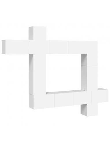 Set Mobili Porta TV 9 pz Bianco in Legno Multistrato