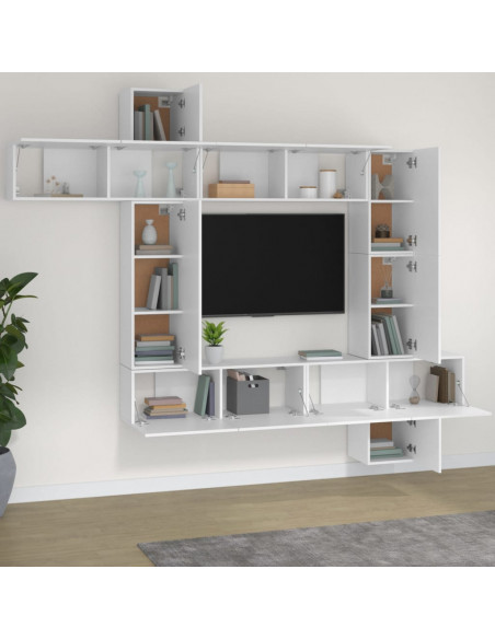 Set Mobili Porta TV 9 pz Bianco in Legno Multistrato