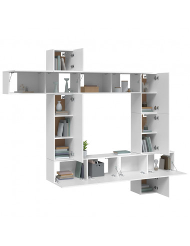 Set Mobili Porta TV 9 pz Bianco in Legno Multistrato