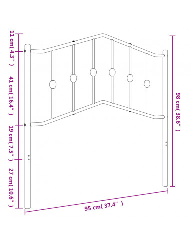 Testiera in Metallo Bianco 90 cm