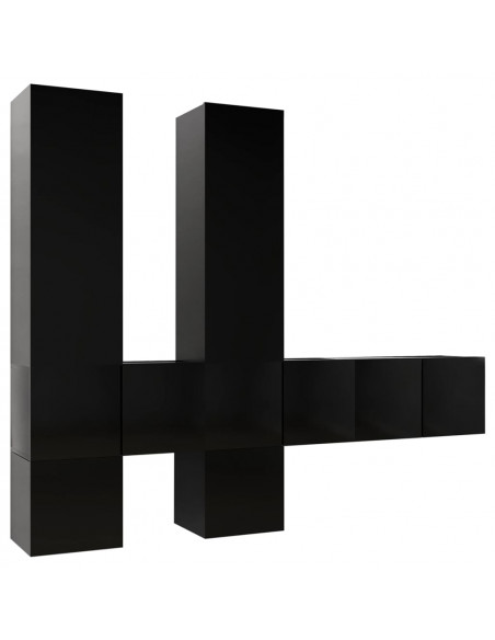 Set di Mobili Porta TV 7 pz Nero in Legno Multistrato
