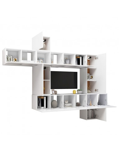 Set Mobili Porta TV 10 pz Bianco in Legno Multistrato