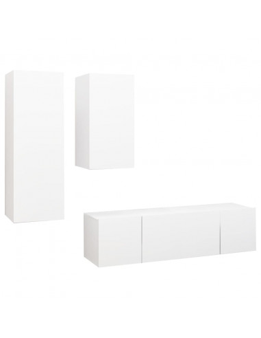 Set di Mobili Porta TV 4 pz Bianco in Legno Multistrato
