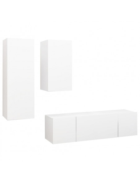 Set di Mobili Porta TV 4 pz Bianco in Legno Multistrato