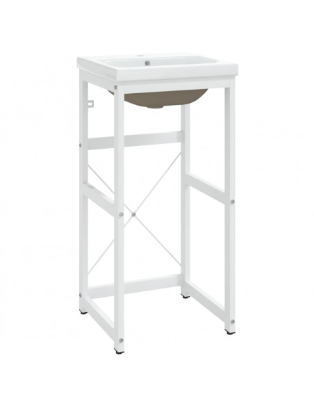 Telaio per Lavabo da Bagno con Lavabo Integrato Bianco in Ferro