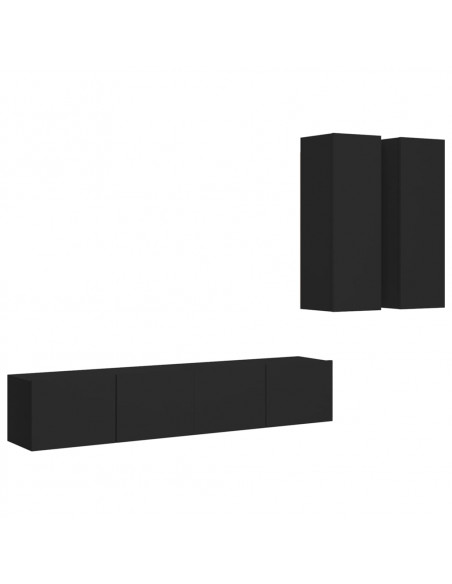 Set di Mobili Porta TV 4 pz Nero in Legno Multistrato