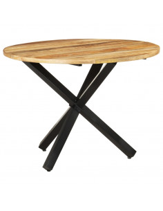 Tavolo da Pranzo Rotondo 100x100x75 cm Massello di Mango Grezzo