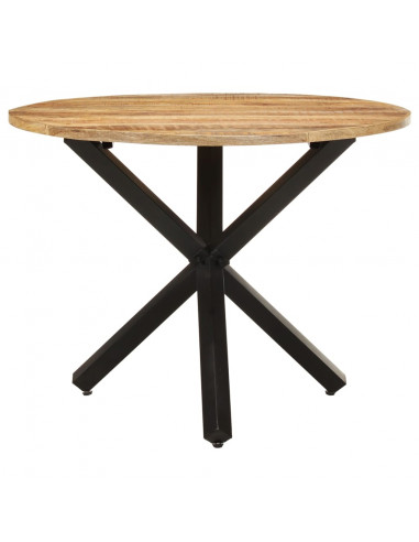 Tavolo da Pranzo Rotondo 100x100x75 cm Massello di Mango Grezzo