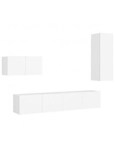 Set Mobili Porta TV 4 pz Bianco in Legno Multistrato