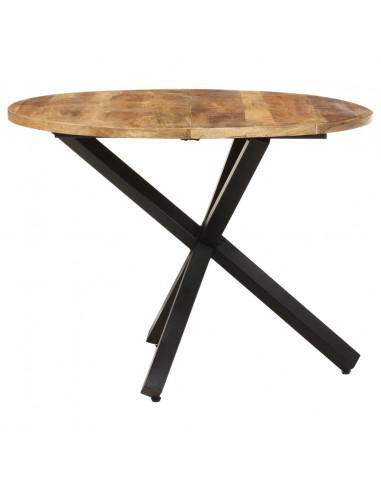 Tavolo da Pranzo Rotondo 100x100x75 cm Massello di Mango Grezzo