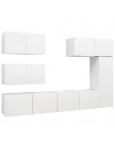 Set di Mobili Porta TV 6 pz Bianco in Legno Multistrato 2
