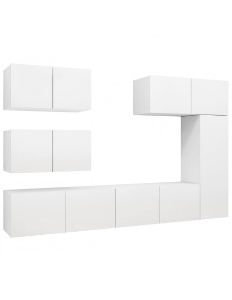 Set di Mobili Porta TV 6 pz Bianco in Legno Multistrato